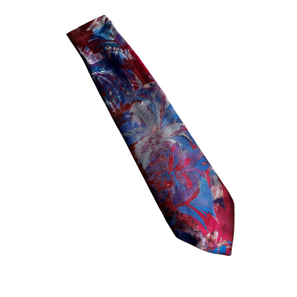 Vintage Van Heusen Red Floral Polyester Necktie - Picture 1 of 3
